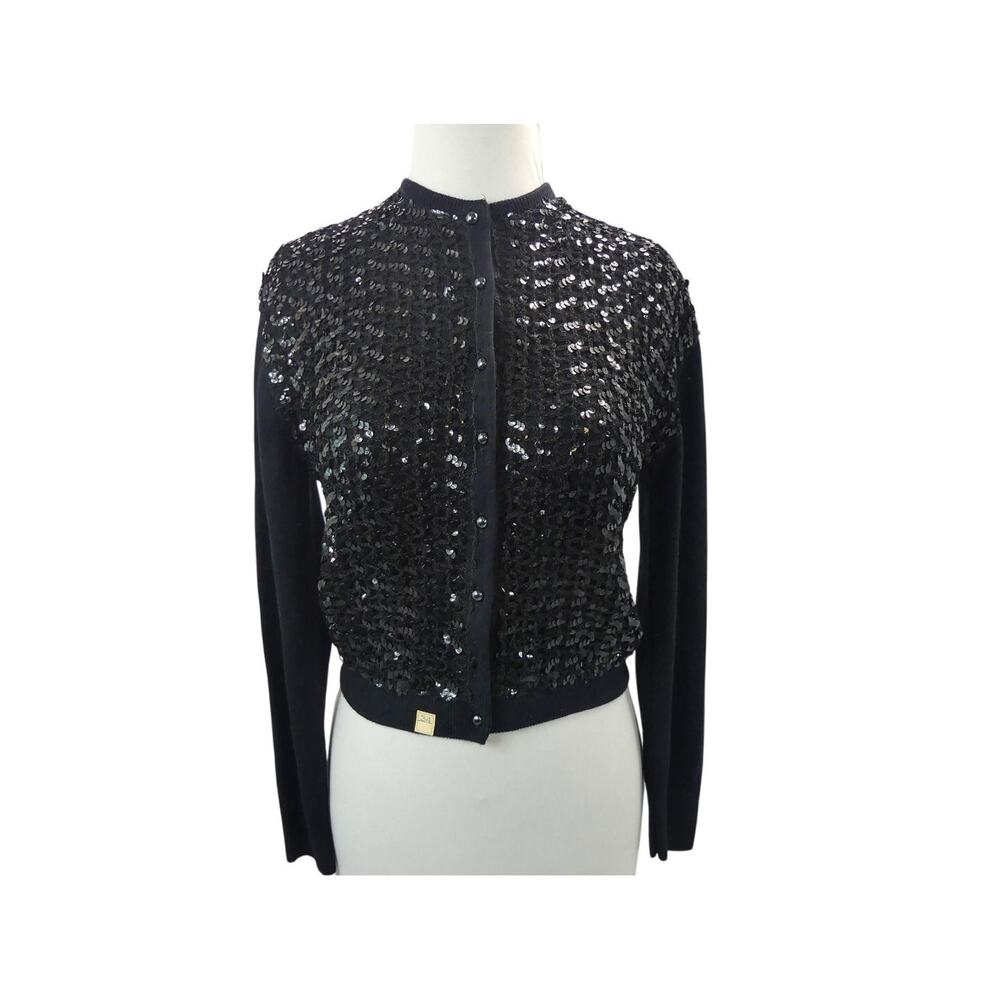 Vintage 1960's Black Sequin Cardigan by Bams Knits of San Francisco